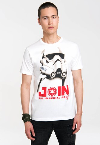 LOGOSHIRT Shirt 'Stormtrooper - Join the Imperial Army' in White: front