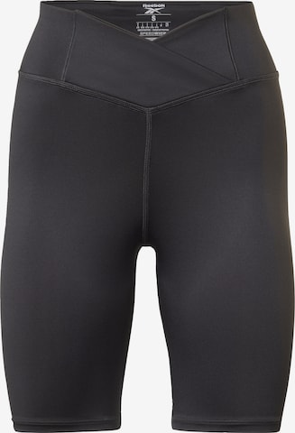 Skinny Pantaloni sport de la Reebok pe negru: față