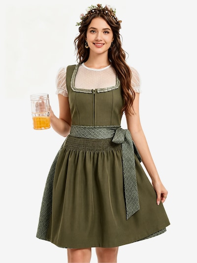 KoJooin Dirndl 'Damen Polka‑Dot Bluse, quadratischer Ausschnitt – 3‑teiliges Dirndl‑Set für Oktoberfest'‌‌‌‌‌‌‌‌‌‌ in 34 in grün, Produktansicht