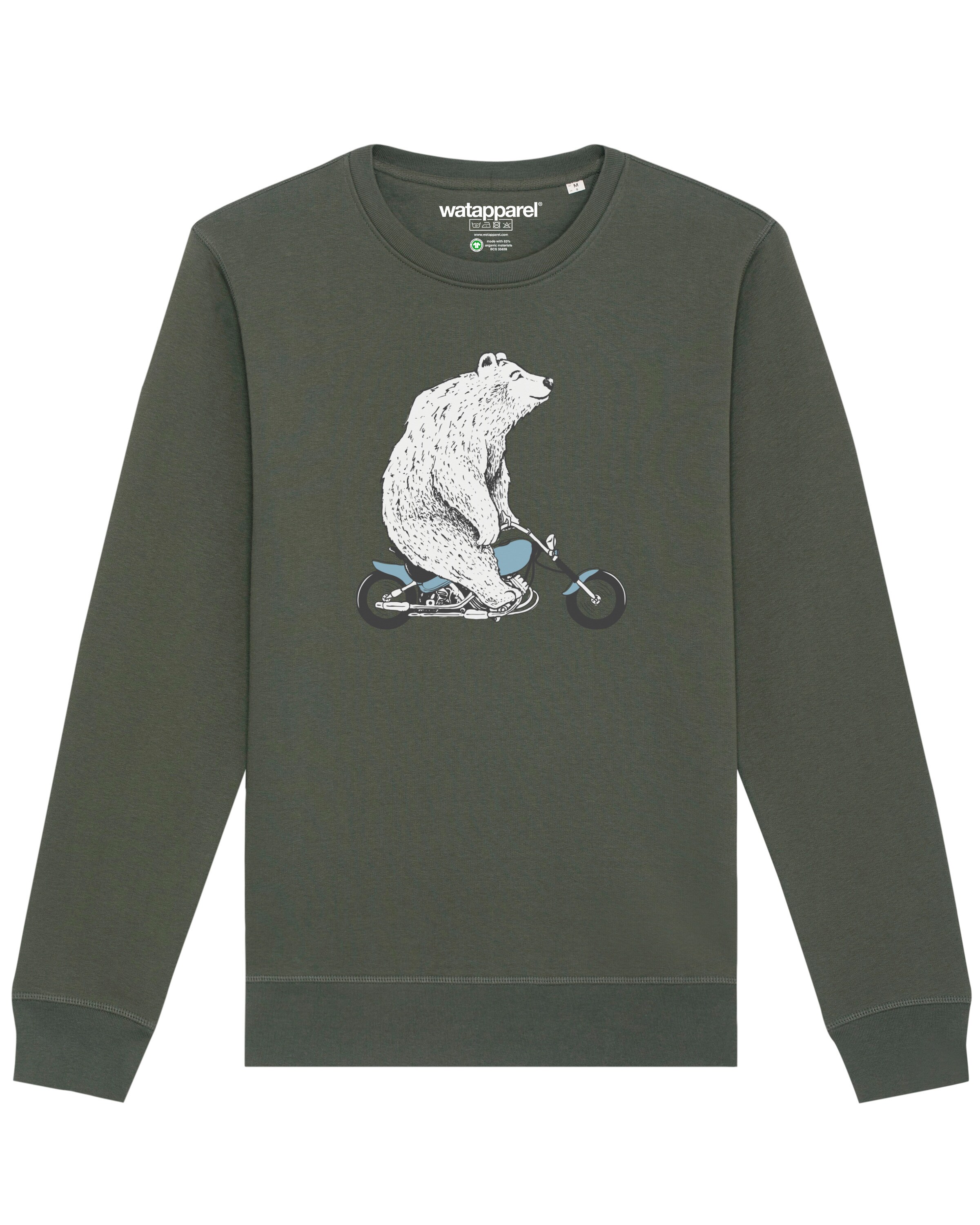 Watapparel Sweatshirt 'Bär auf Bike' in Groen: voorkant