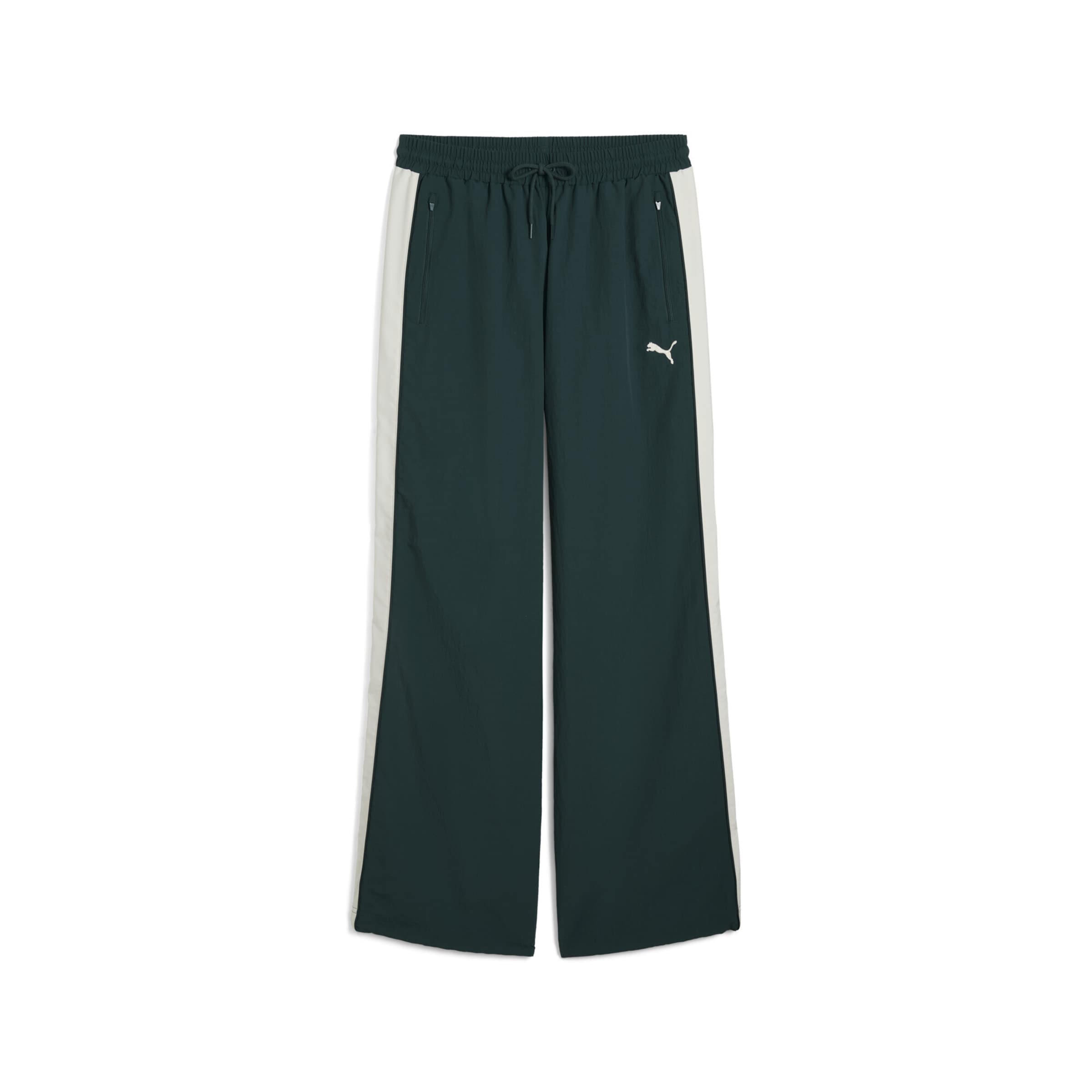 PUMA Wide Leg Sporthose 'T7' in Grün: Vorderseite