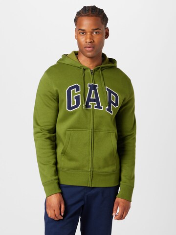 GAP - Sudadera con cremallera en verde: frente