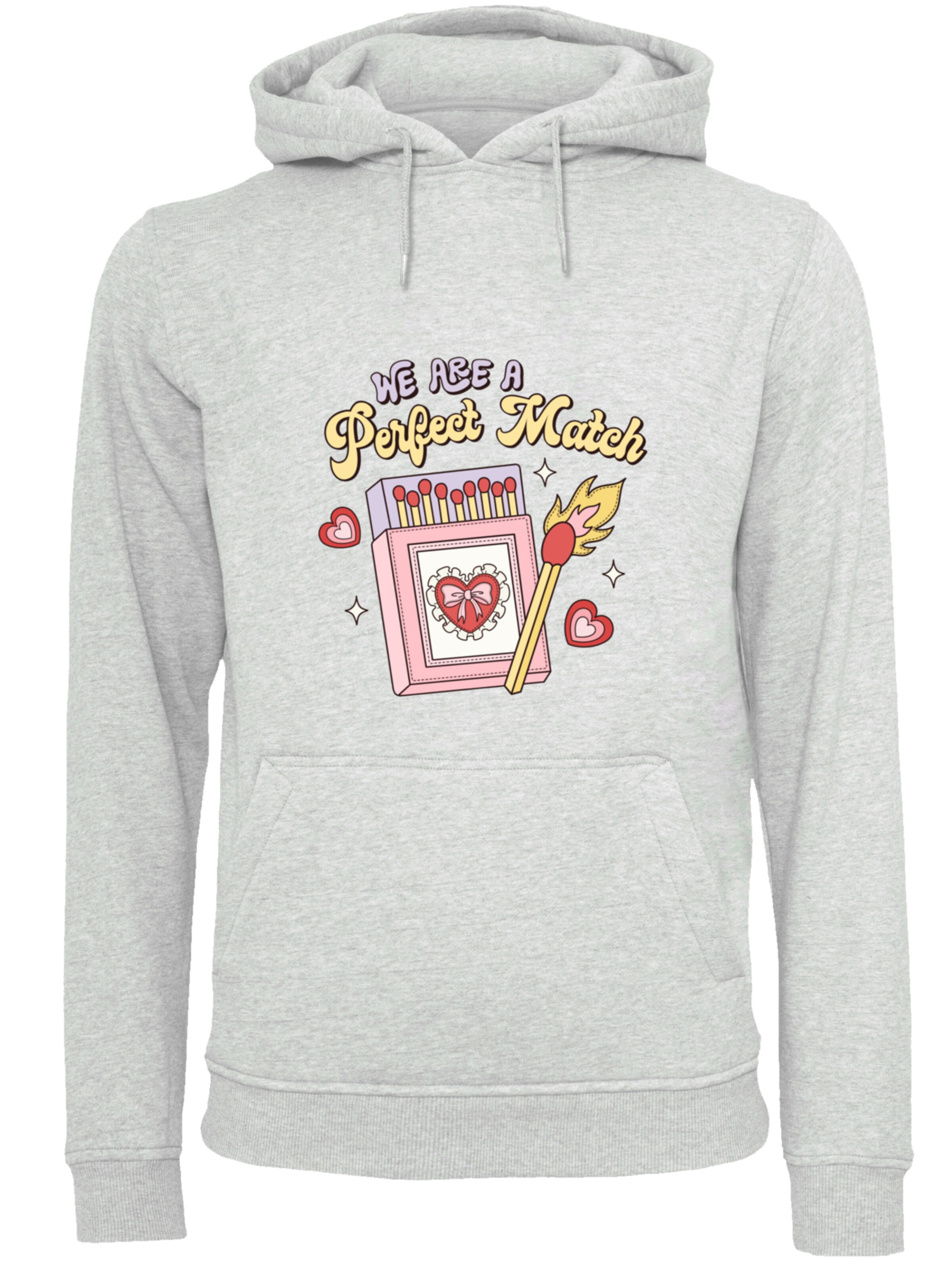 Sweat-shirt 'We Are A Perfect Match Love' F4NT4STIC en gris : devant