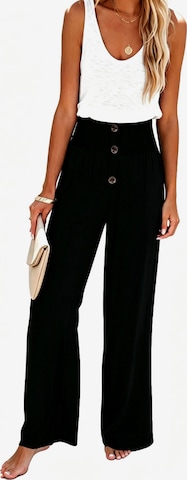 KoJooin Spodnie ludowe 'Damen High Waist Palazzo Hose Elastischer Taillenbund Knopfdetail Wide Leg Stoffhose Alltag' w kolorze czarny: przód