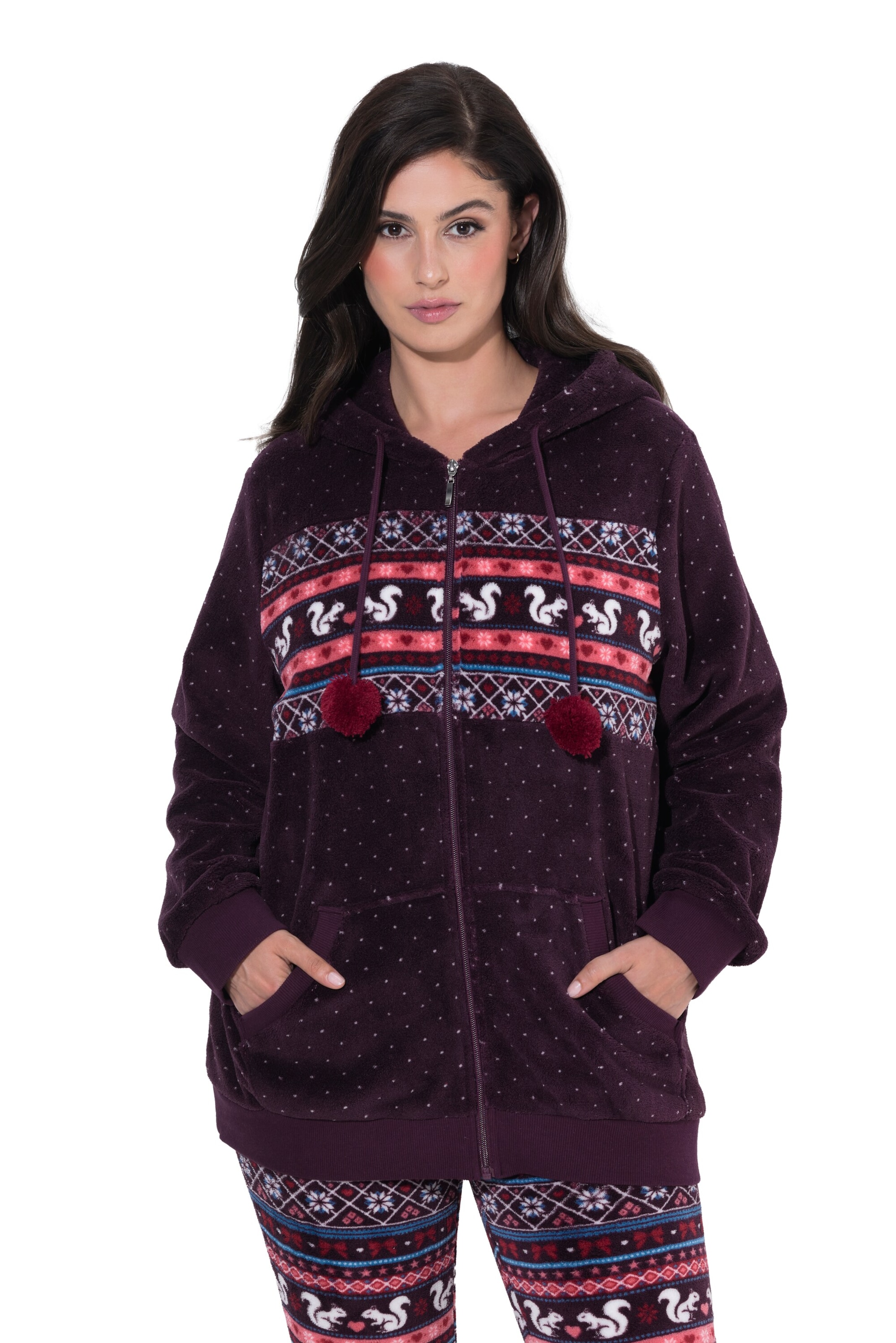 Ulla Popken Fleece jas in Lila: voorkant