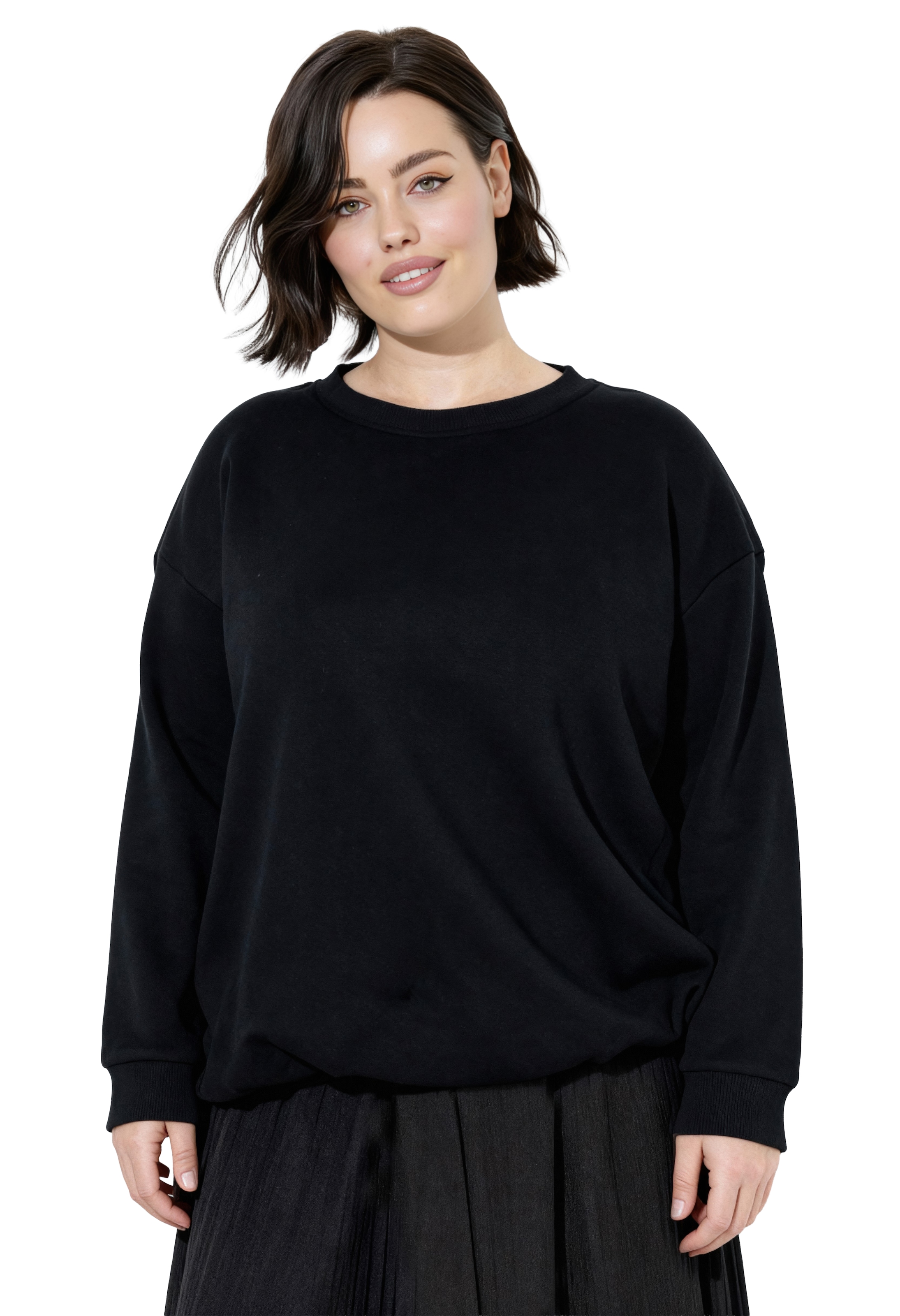 Ulla Popken Sweatshirt in Schwarz: Vorderseite