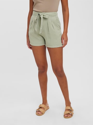 VERO MODA Regular Pleat-Front Pants 'Mia' in Green: front