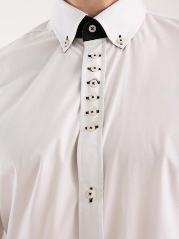 Slim fit Camicia 'Donatello Iconic Poplin Stretch Man Shirt Red' di 7Camicie in bianco