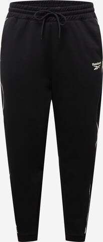 Reebok Дънки Tapered Leg Спортен панталон 'Piping' в черно: отпред