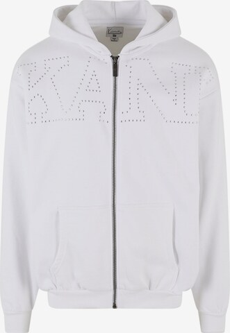 Karl Kani Zip-Up Hoodie in White: front