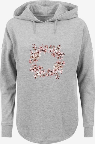 F4NT4STIC Pullover 'Rosa Frühlings Blumenkranz Dekor' in Grau: Vorderseite