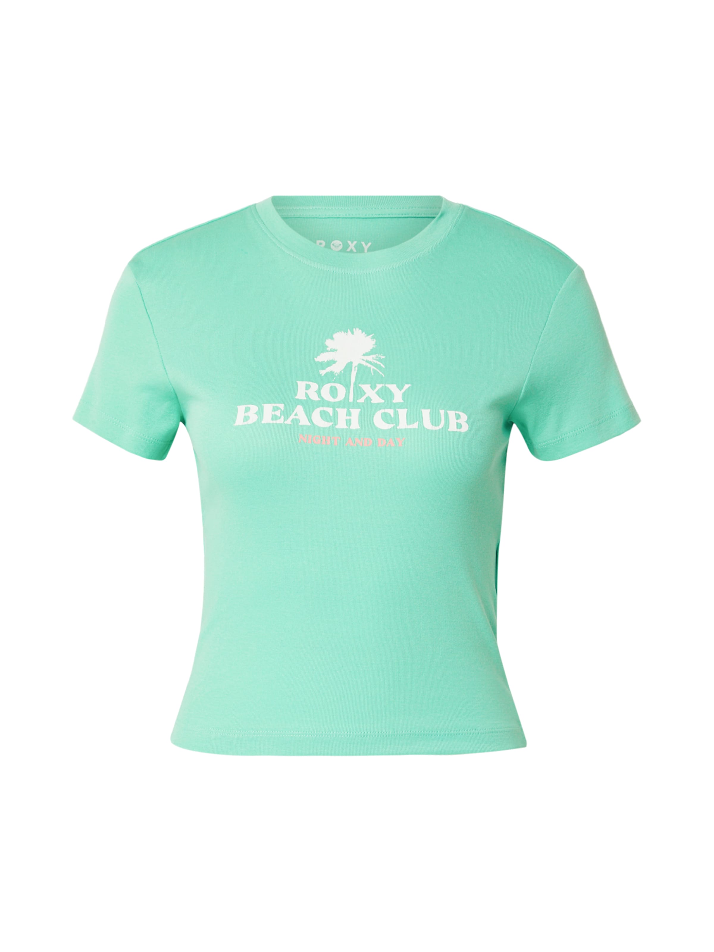 ROXY T-shirt 'BEACH LOVE' i grön: framsida