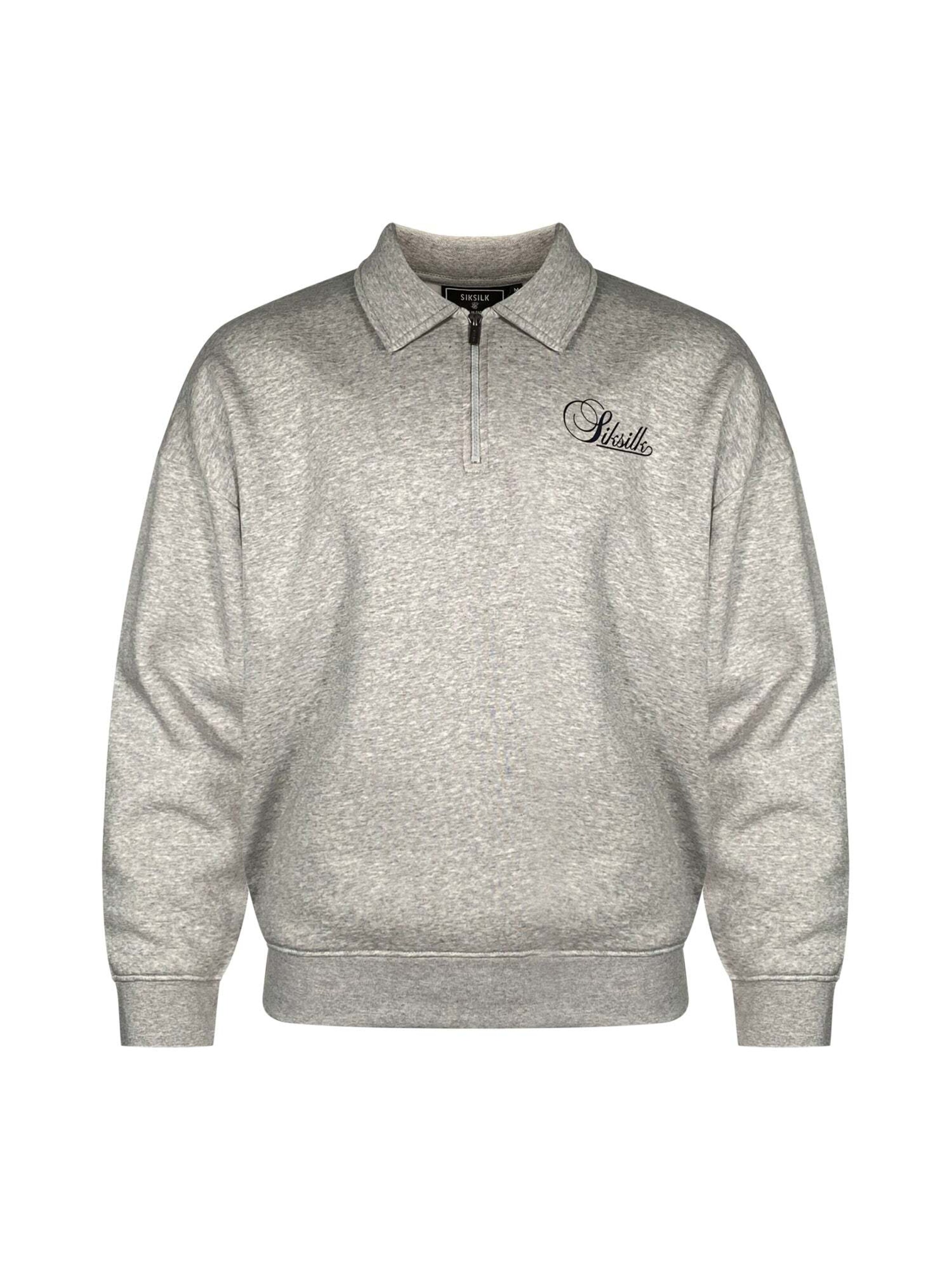 SikSilk Sweatshirt 'Essentials Polo Sweater'‌‌‌‌‌‌ in Grau