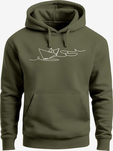 Neverless Sweatshirt 'Paperschiff' in Grün: Vorderseite