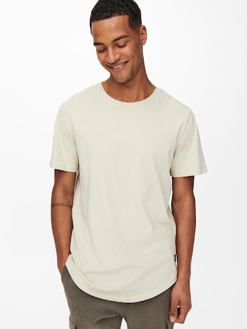 Only & Sons Regular Fit T-Shirt 'Matt' in Beige