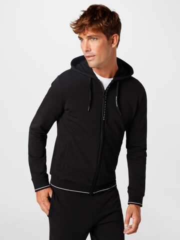 ARMANI EXCHANGE Zip-Up Hoodie in Black: front