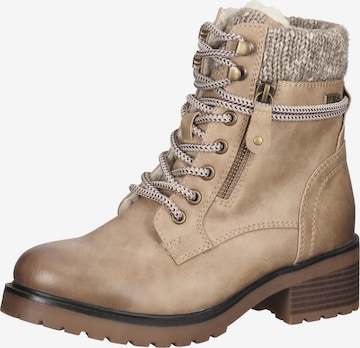 Bama Lace-Up Ankle Boots in Beige: front