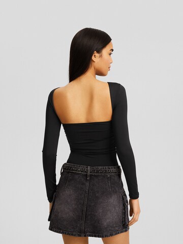 Bershka Shirt Bodysuit in Black