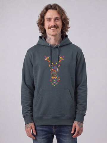 Watapparel Sweatshirt 'Floral Deer' in Grau: Vorderseite