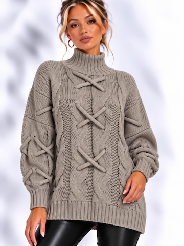 Worldclassca Knit Cardigan 'Strick Pullover mit Stehkragen' in Grey: front