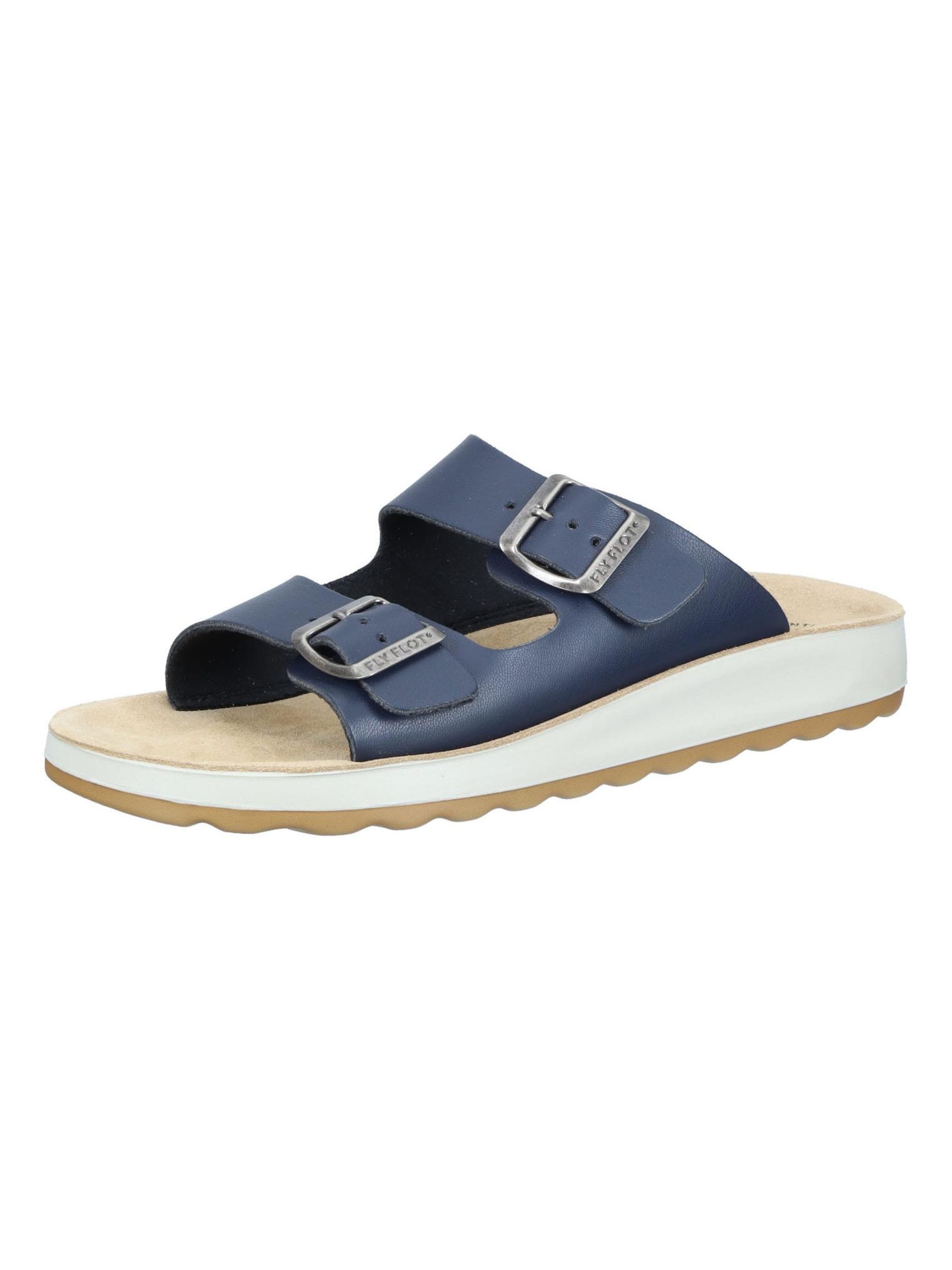 FLY FLOT Mules in Blue: front