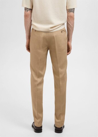 MANGO MAN Slim fit Pleated Pants 'Amalfi' in Beige