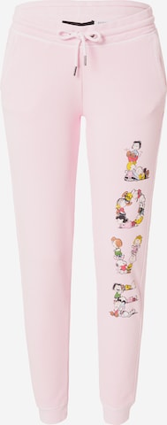 Vintage Supply Tapered Broek 'LOVE PEANUTS' in Roze: voorkant