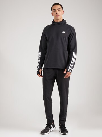 ADIDAS PERFORMANCE Sportsweatshirt 'Own The Run 3 Stripes' in Zwart