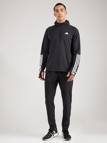 ADIDAS PERFORMANCE Athletic Sweatshirt 'Own The Run 3 Stripes' in Black