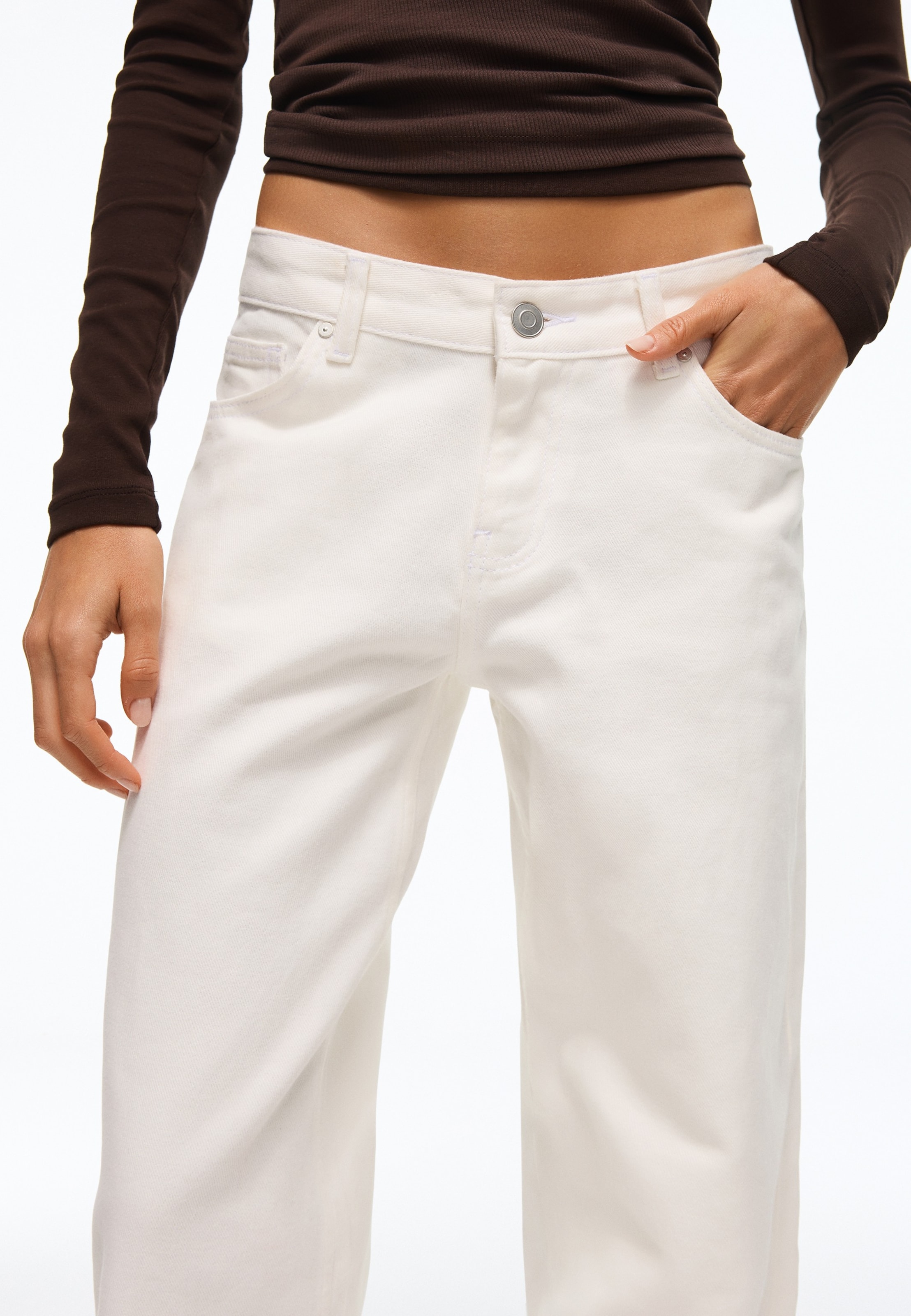 Bershka Bő szár Farmer - fehér