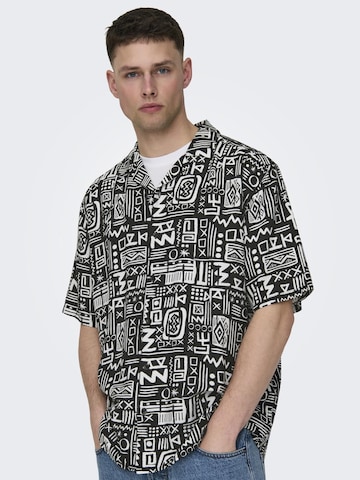 Only & Sons Comfort fit Button Up Shirt 'Bold' in Black