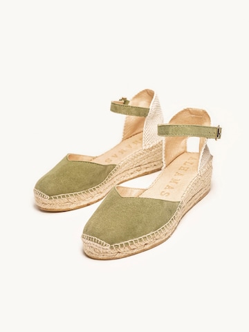 Alhamas - Sandalias con hebilla 'Alpargata Cuña 5 cm' en verde