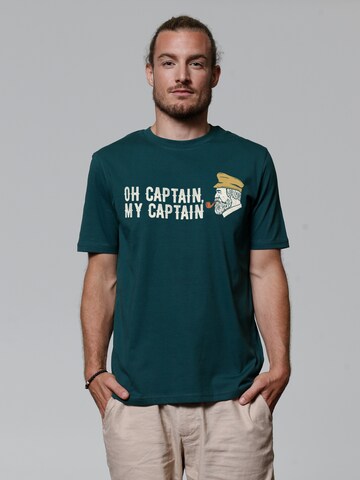 Watapparel Shirt 'Oh Captain My Captain' in Groen: voorkant