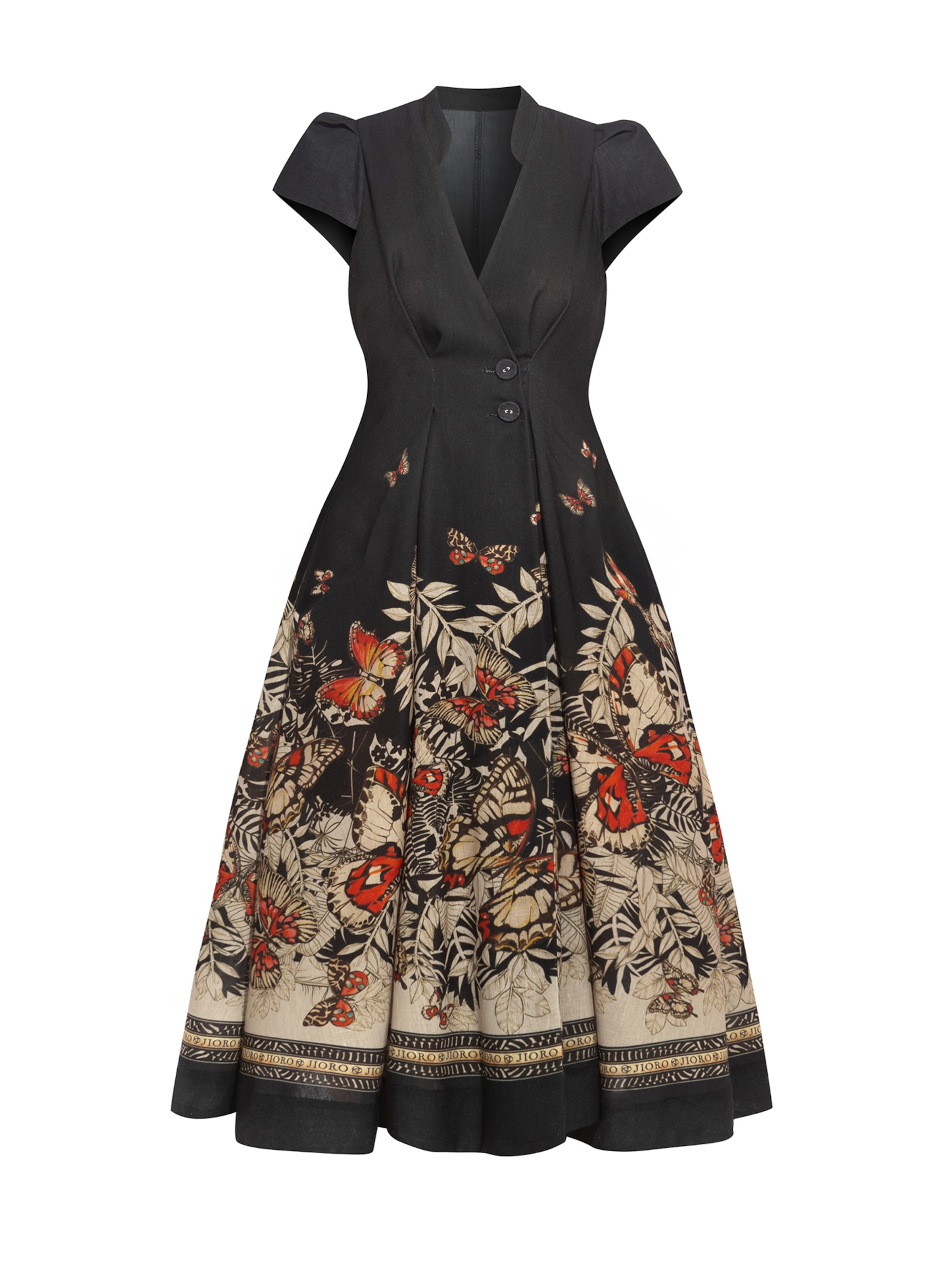 JIORO Kleid 'MIDNIGHT BUTTERFLIES'‌‌‌‌‌ in Schwarz: Vorderseite