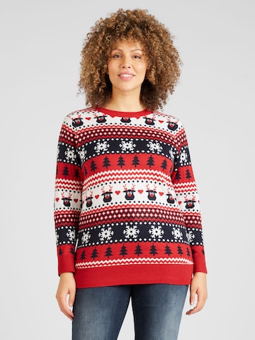 ONLY Carmakoma Sweater in Red: front