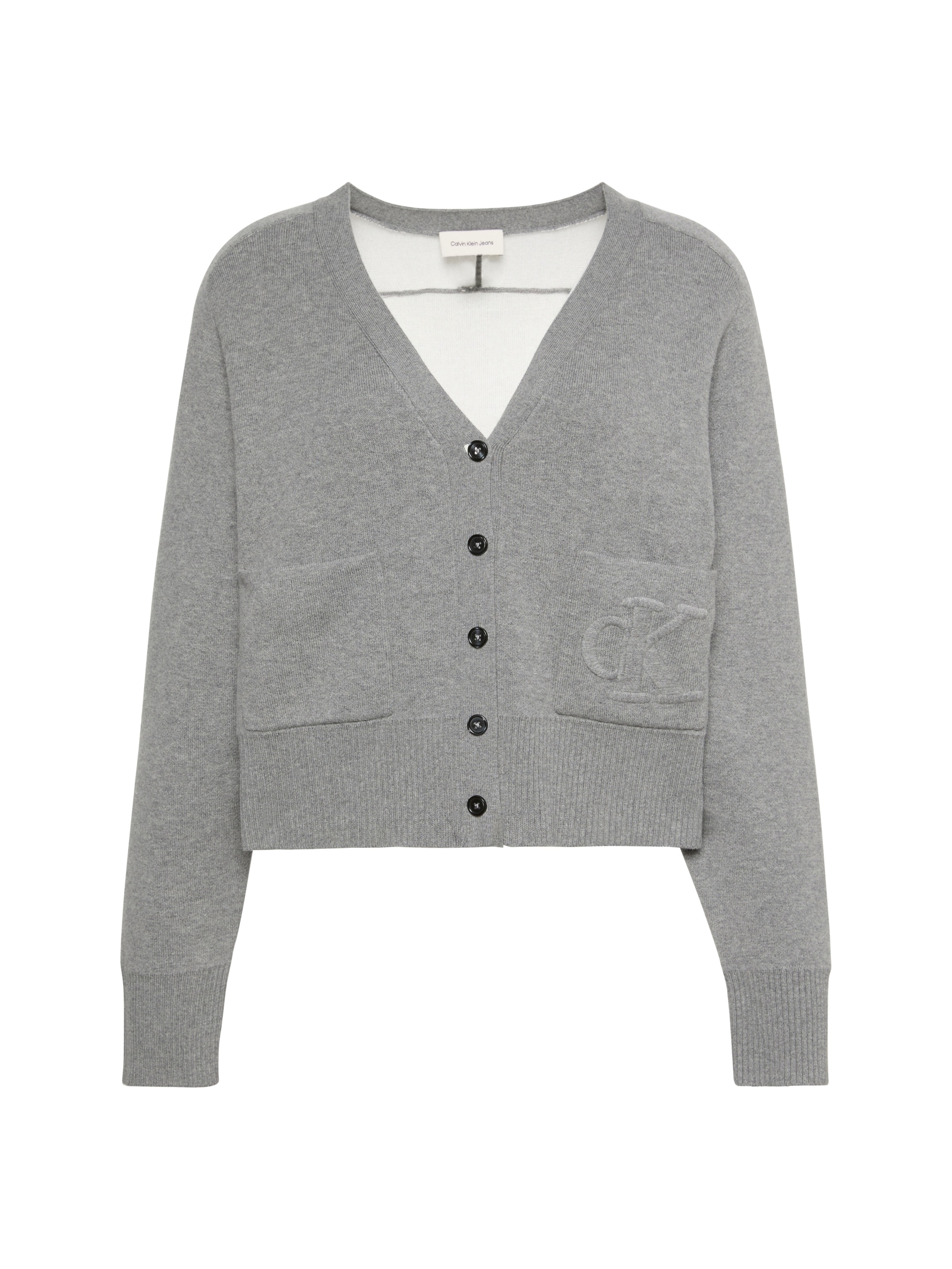Regular Cardigan Calvin Klein Jeans en gris : devant