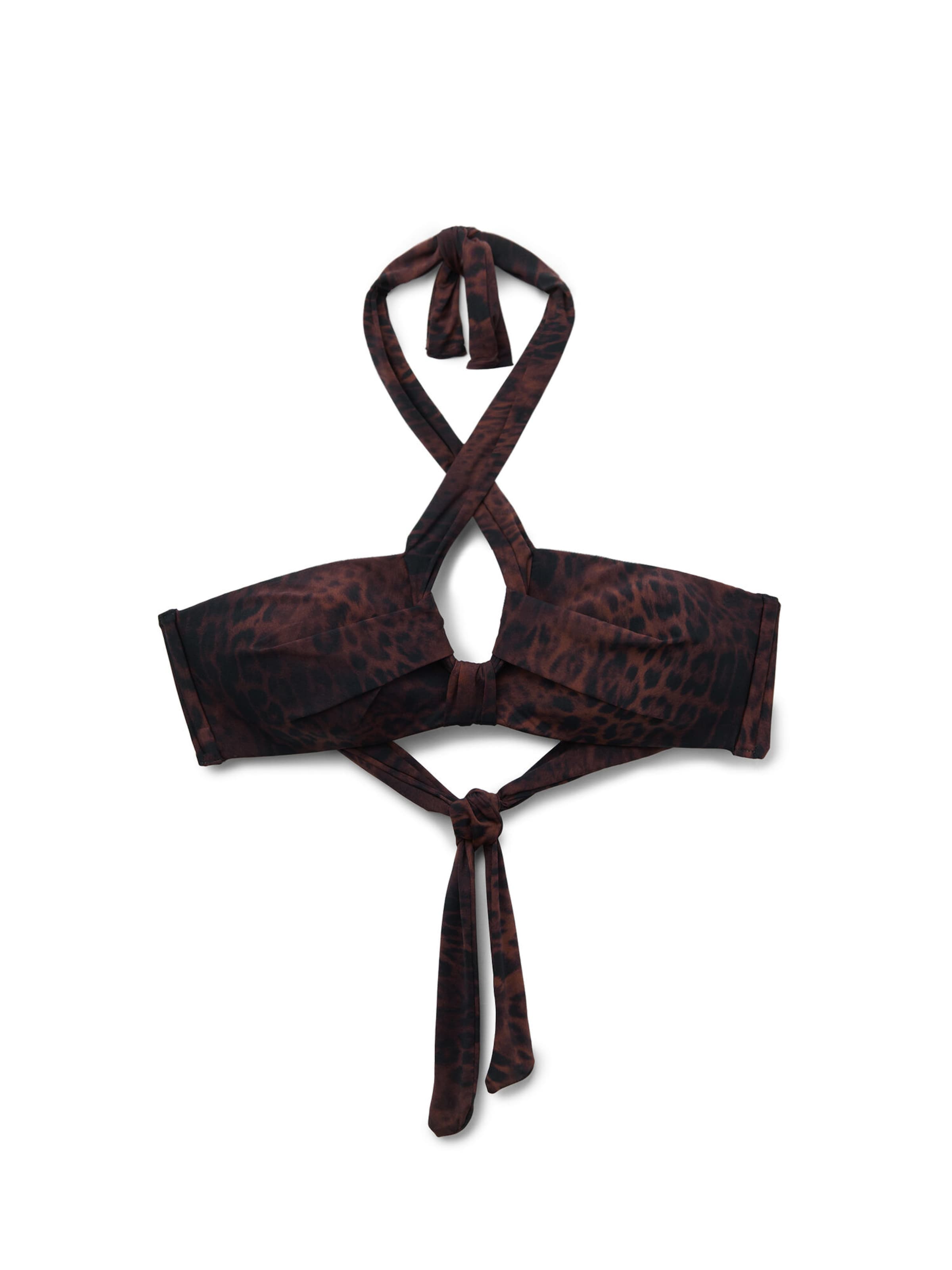 CALZEDONIA Bandeau Bikini Top 'DARK ANIMALIER' in Brown: front