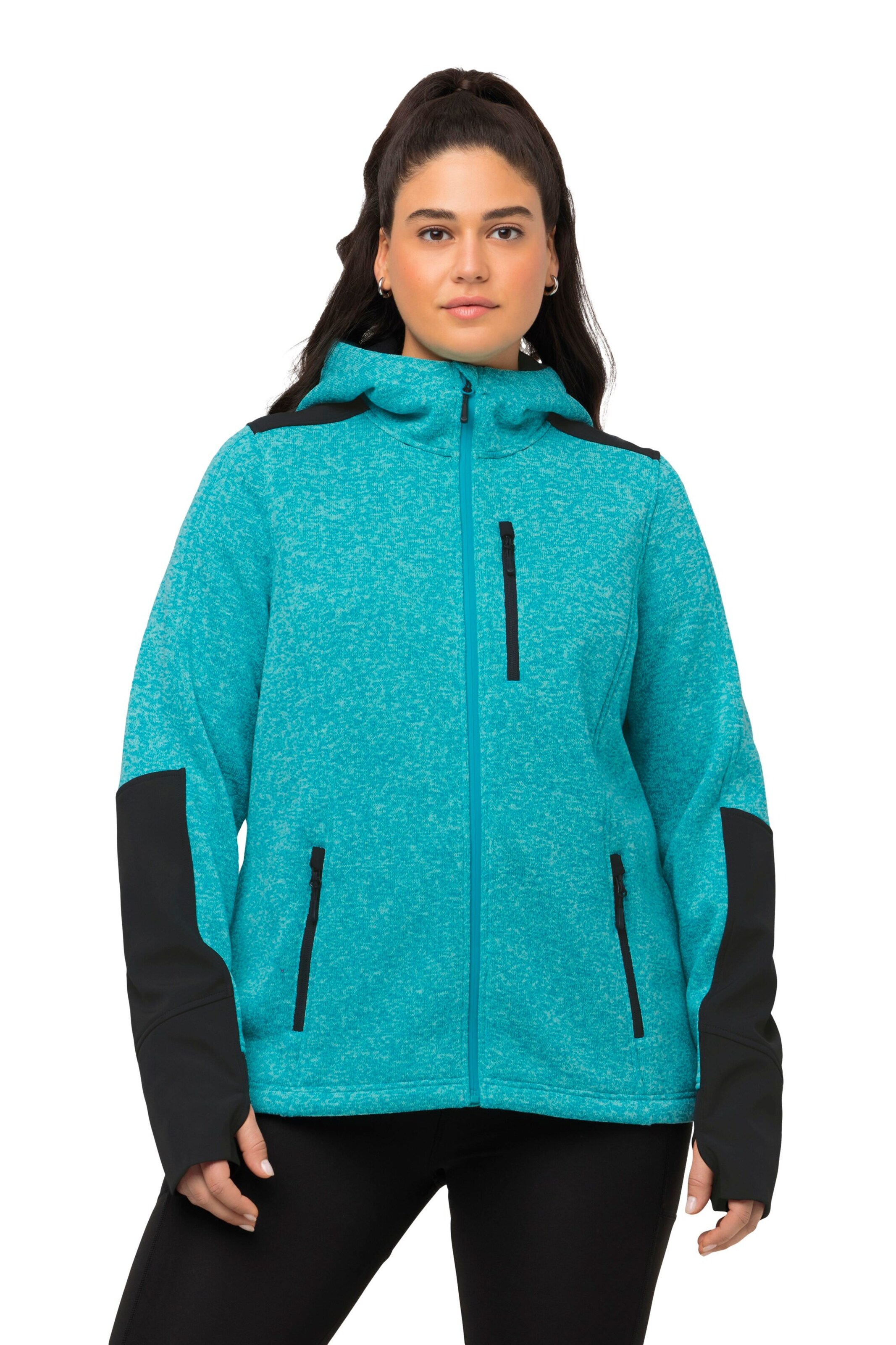 Ulla Popken Sweatvest in Blauw: voorkant