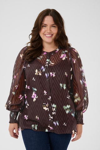 KAFFE CURVE Blouse in Bruin: voorkant