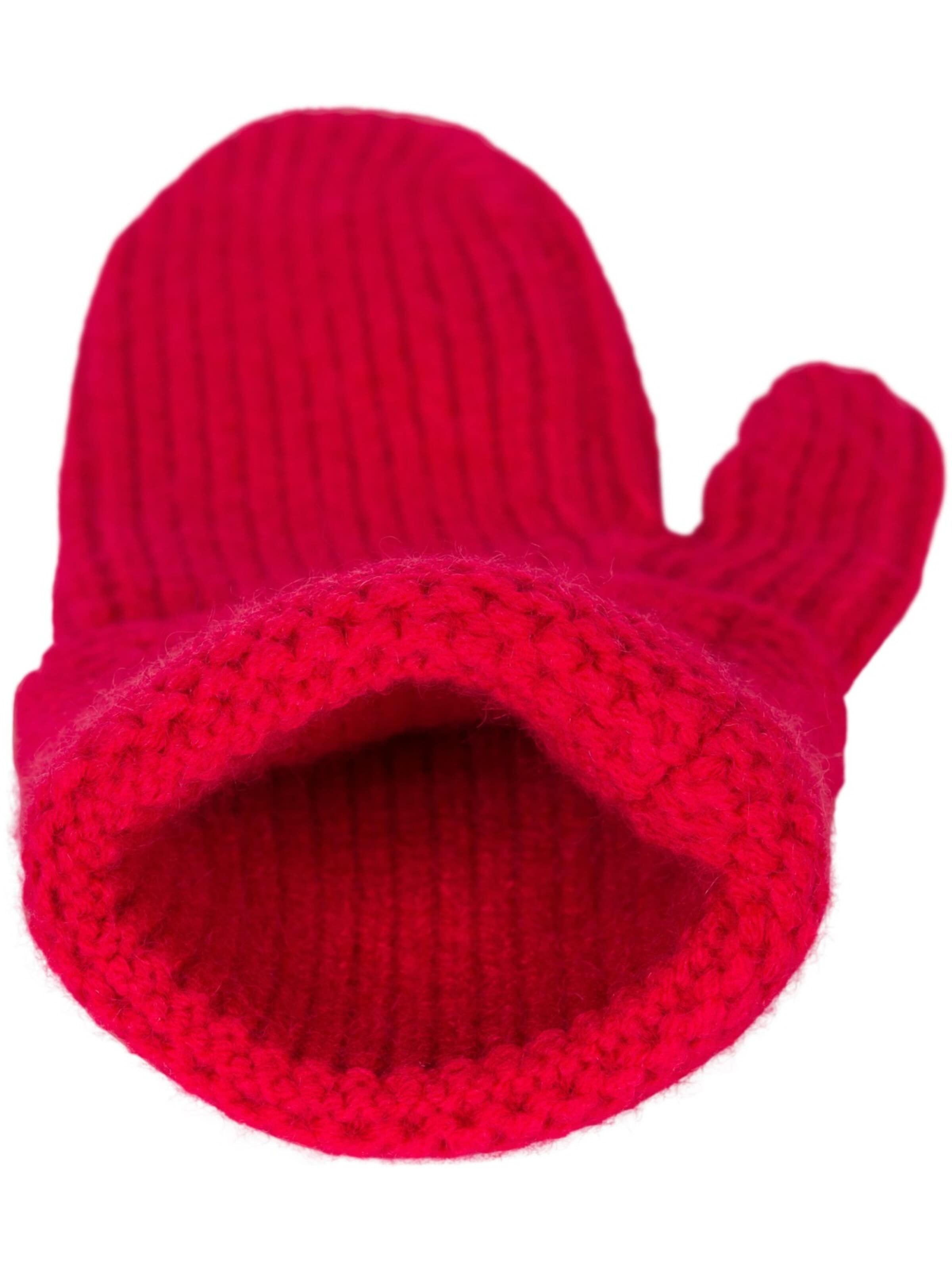 styleBREAKER Fingerhandschuhe 'Strick Fäustlinge mit gemustertem Bund'‌‌‌‌‌‌‌‌‌‌ in Rot