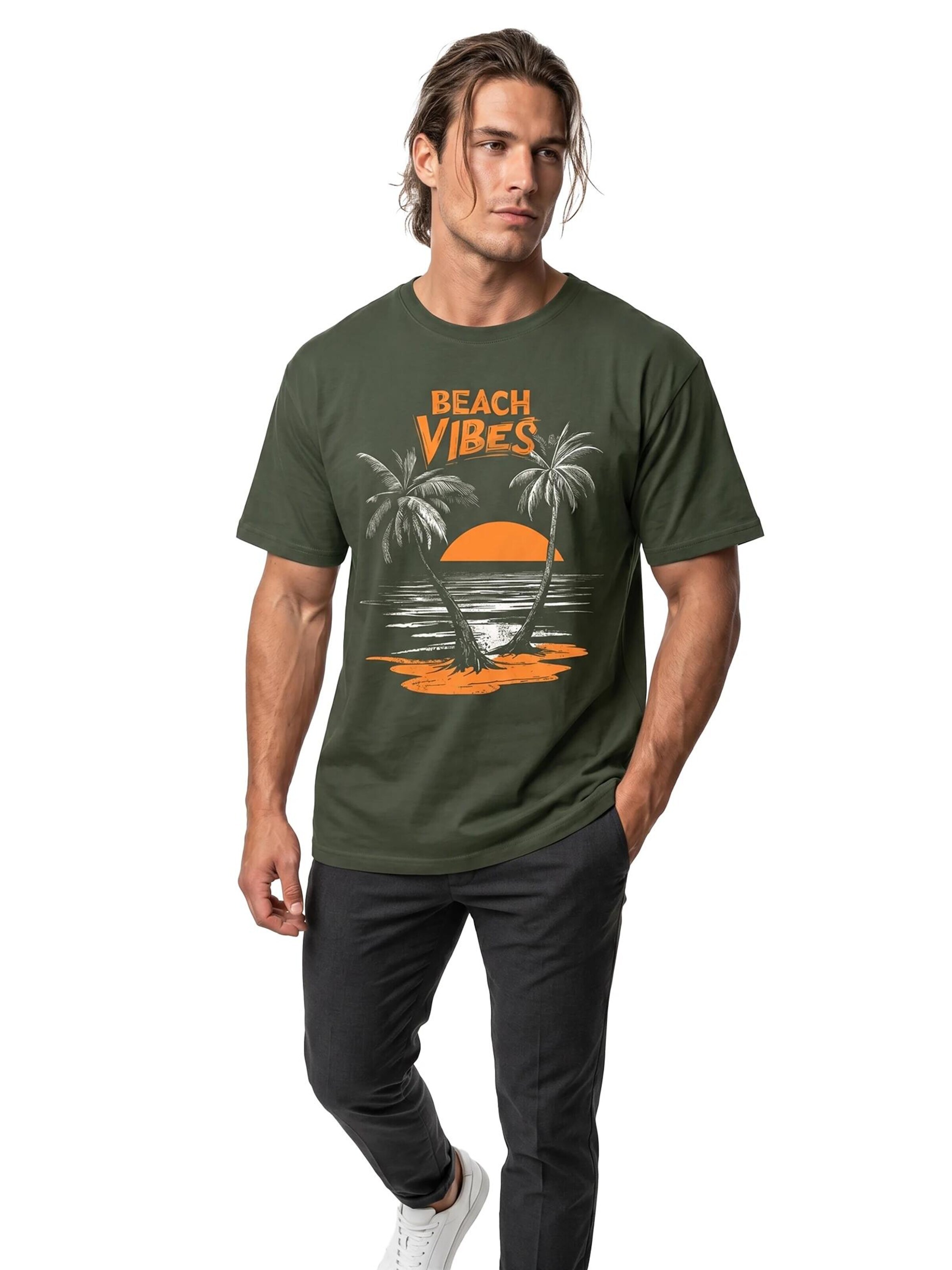 MAKAYA Shirt 'Beach Vibes' in Green
