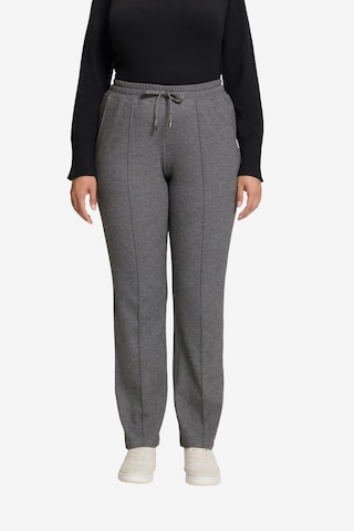 Ulla Popken Regular Pleat-Front Pants in Grey: front