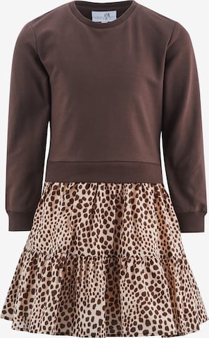 happy girls Dress in Brown: front