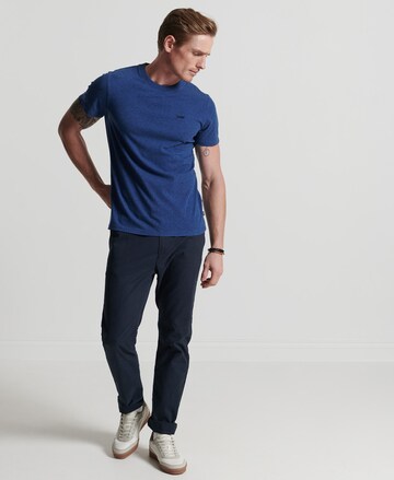 Superdry SUPERDRY Mikrostrukturiertes T-Shirt aus Bio-Baumwolle mit Stickerei in Blau