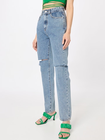 Nasty Gal Regular Jeans 'Distressed' in Blauw: voorkant