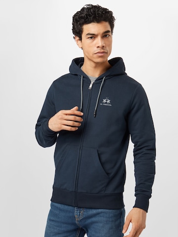 La Martina Zip-Up Hoodie in Blue: front