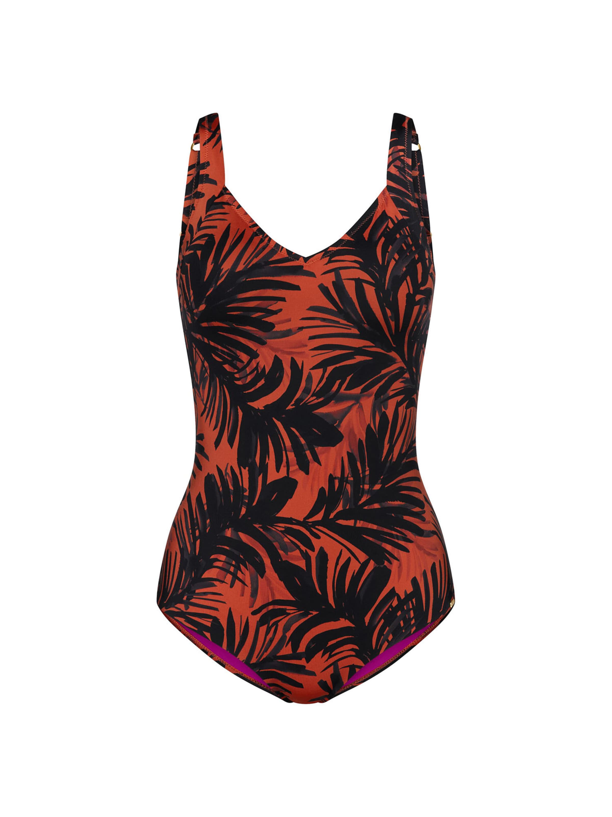 TRIUMPH Maillot de bain ' Red Label Summer Palm ' en M/B en orange foncé / noir, Vue avec produit