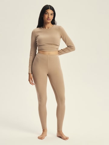 ESOTIQ - Skinny Leggings 'Sportleggings High Waist Viskose Baumwolle Mix bequem Alltag Jana' en beige: frente