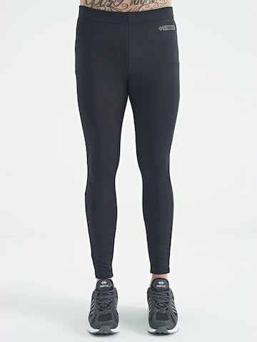 Skinny Pantalon de sport Tommy Life en noir : devant