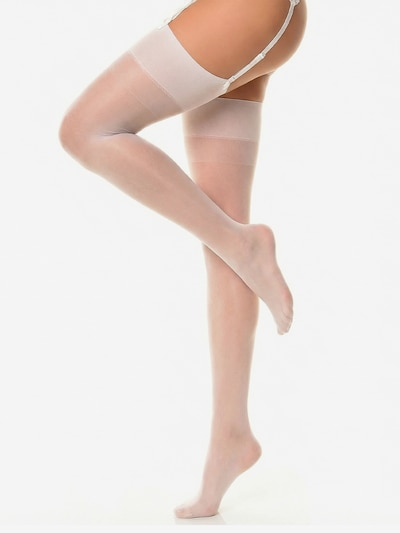 GLAMORY Hold up stockings 'Perfect 20 Strapsstrümpfe' in M-L in White, Item view
